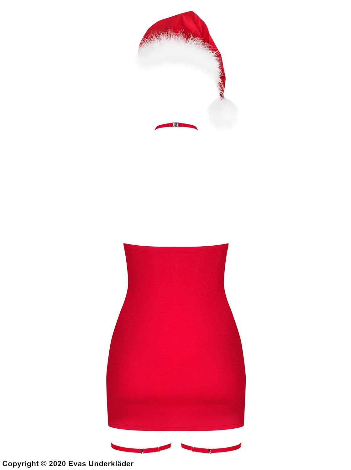 Weiblicher Weihnachtsmann, romantisches Minikleid, Schleifen, Halsband